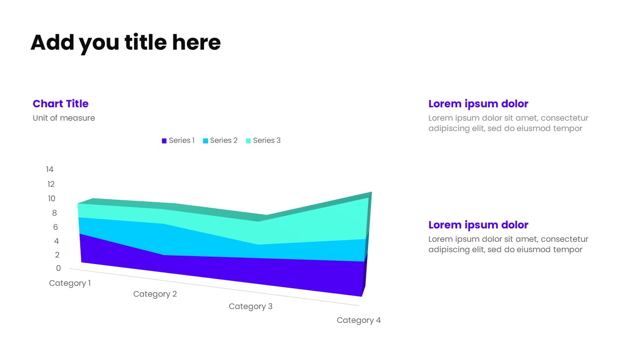 3D Stacked Area Chart PowerPoint Template
