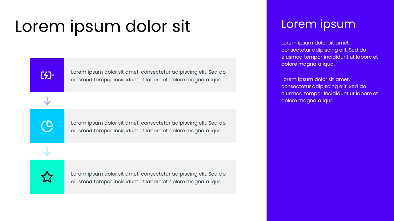 Vertical Step-by-Step Process with Highlight Panel PowerPoint Template