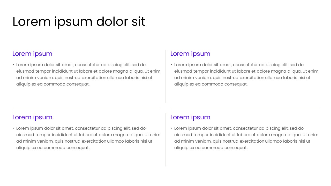 Four-Section Content PowerPoint Slide Template