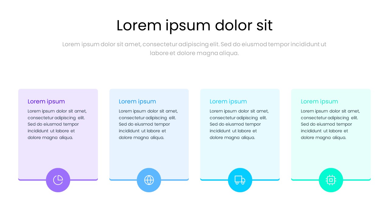 4 Column Feature Card PowerPoint Template with Icons