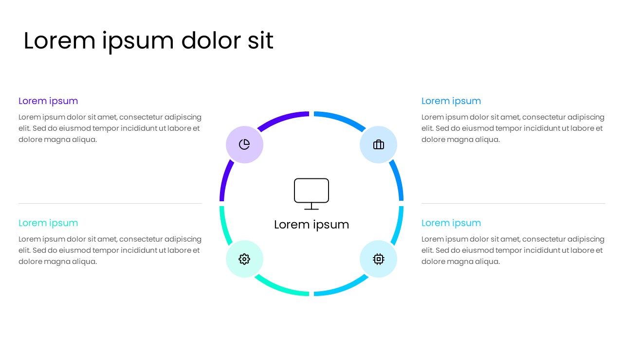 4-Step Circular Workflow Diagram PowerPoint Presentation Template