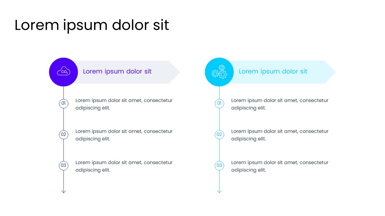 2 Column Process Timeline PowerPoint Template - S1273