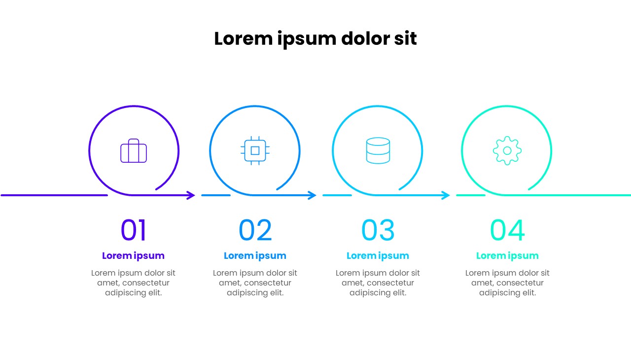 4 Step Timeline PowerPoint Slide Template with Icons