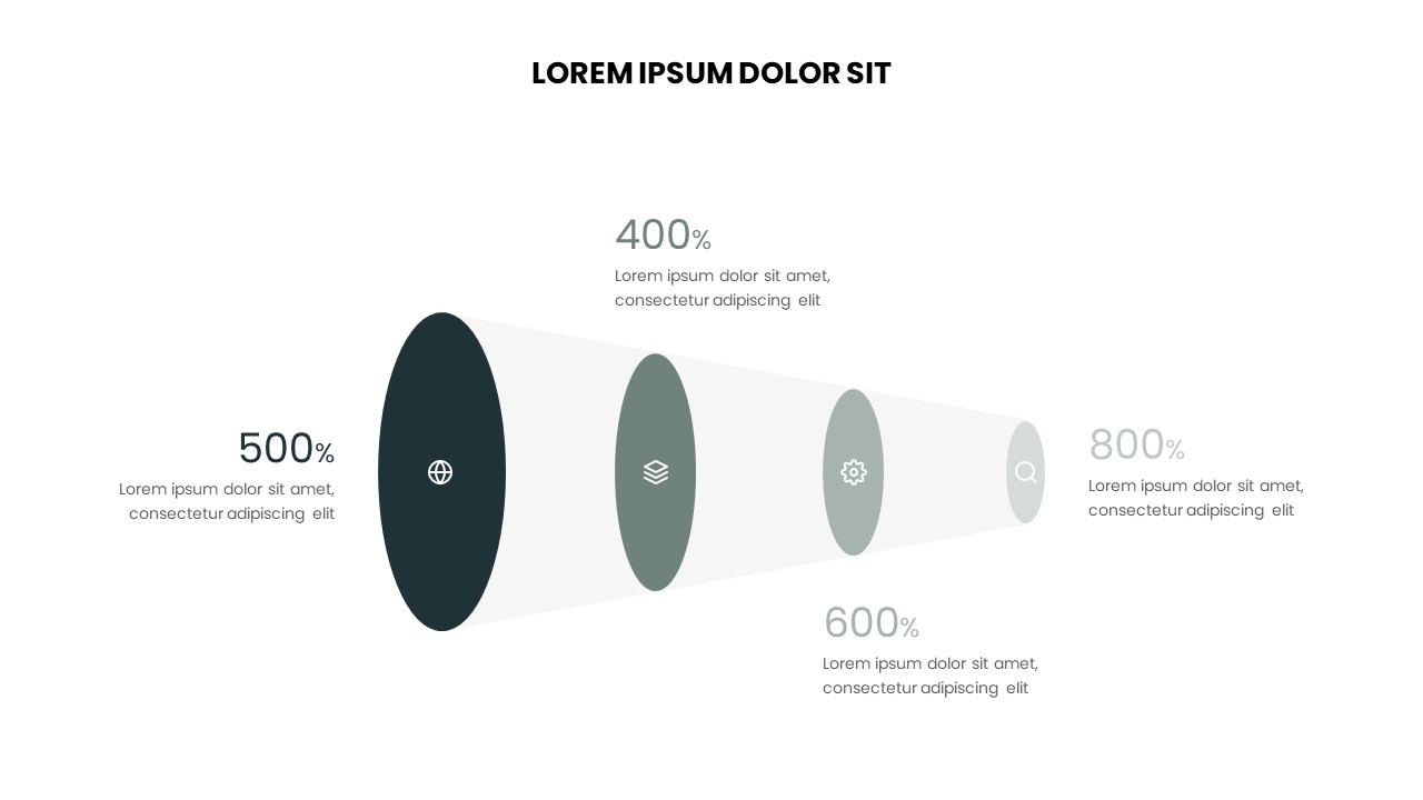 Funnel Process PowerPoint Slide with Percentage Data Visualization